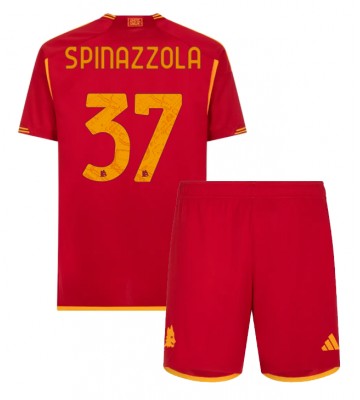 AS Roma Leonardo Spinazzola #37 Hjemmebanesæt Børn 2023-24 Kort ærmer (+ korte bukser)